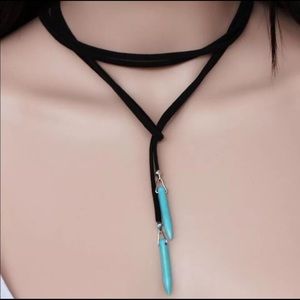 Jewelry - Vegan Suede & Turquoise Pendant Wrap Choker Jewelry - Vegan Suede & Turquoise Pendant Wrap Choker